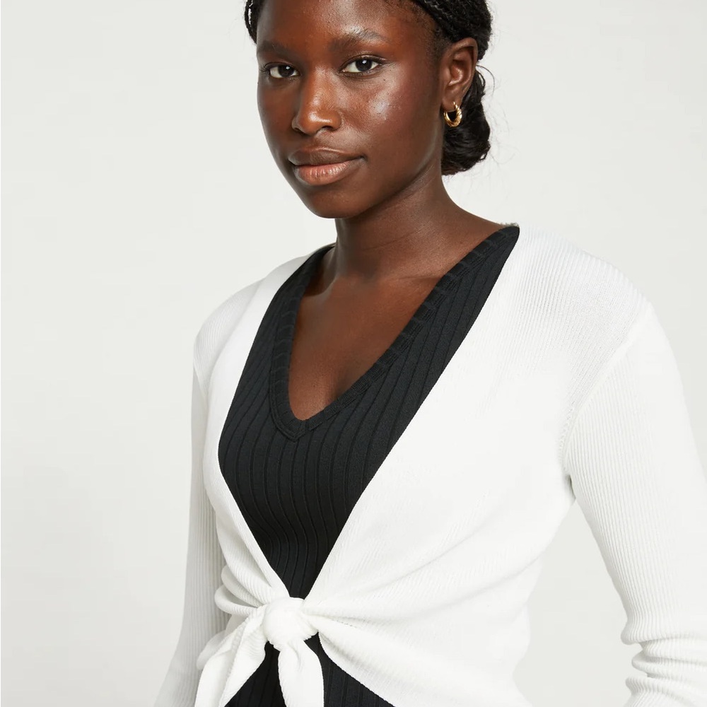 Universal Standard White Tie-Front Cardigan